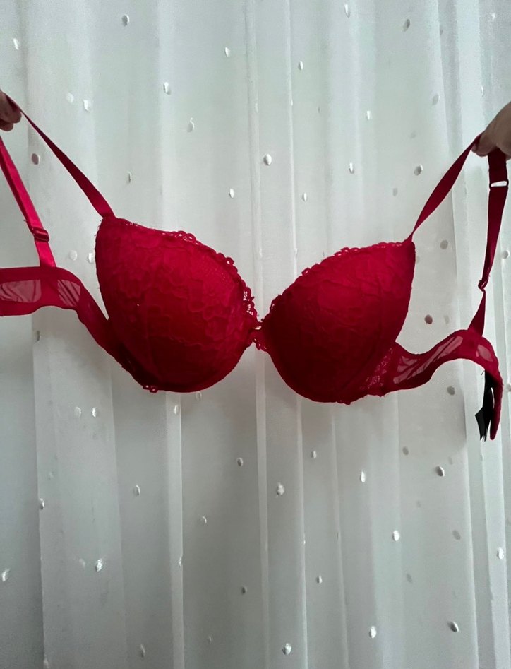 H&M Kırmızı Modern Klasik Dantelli Sütyen - Görsel 2