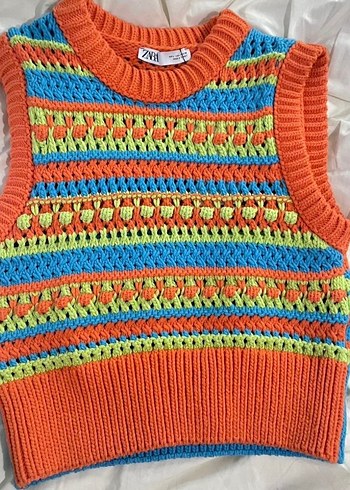 Zara Renkli Nakışlı Kısa Örgü Süveter - Görsel 2