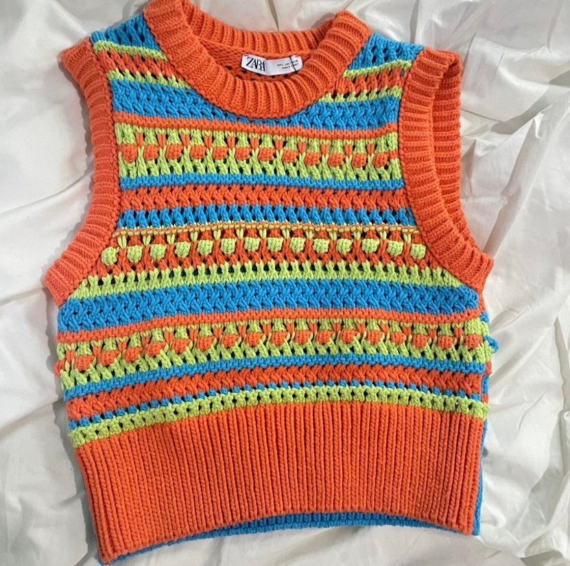 Zara Renkli Nakışlı Kısa Örgü Süveter - Görsel 2