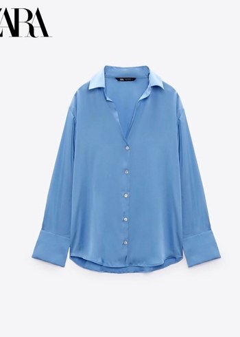 Zara Mavi Saten Gömlek - Görsel 2