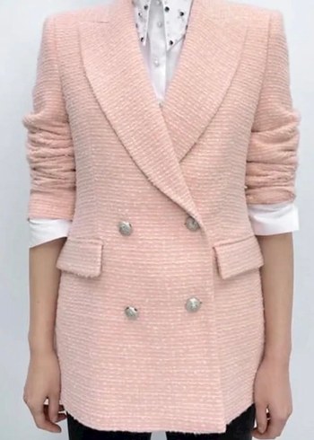 Zara Düğmeli Pudra Kadın Blazer Ceket - Görsel 2