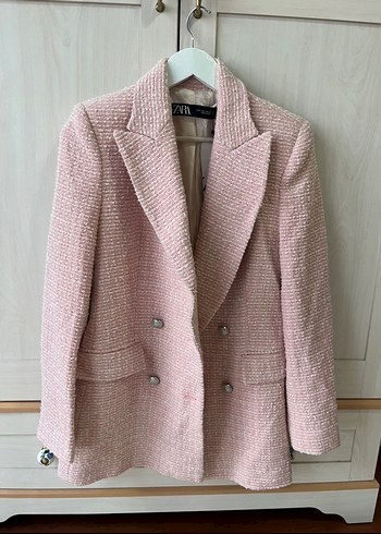 Zara Düğmeli Pudra Kadın Blazer Ceket - Görsel 3