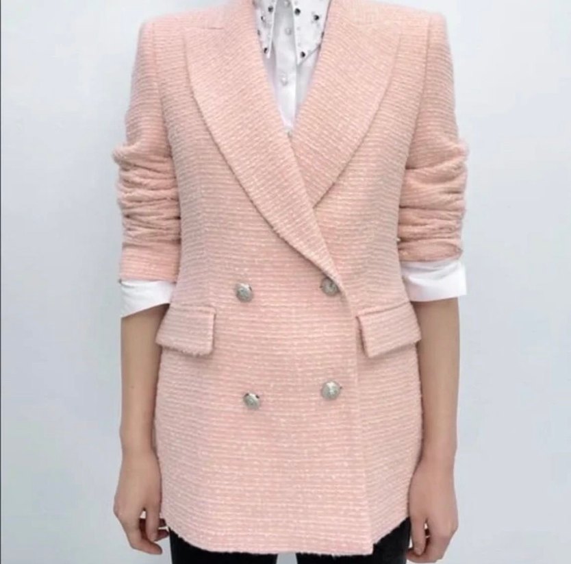 Zara Düğmeli Pudra Kadın Blazer Ceket - Görsel 2