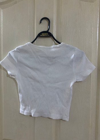 s Beden Beyaz Kadın Kısa Kollu Crop Top