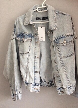 Vintage Denim Kot Ceket Lastik detay