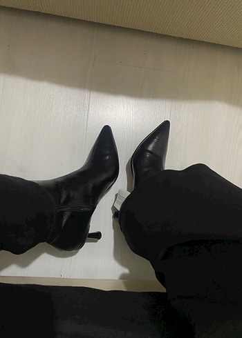 39 Beden siyah Renk Siyah Deri Stiletto Topuklu Kadın Bot