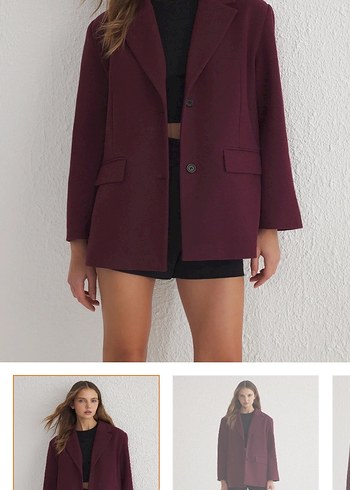 40 Beden Bordo Kadın Mini Süet Blazer Ceket