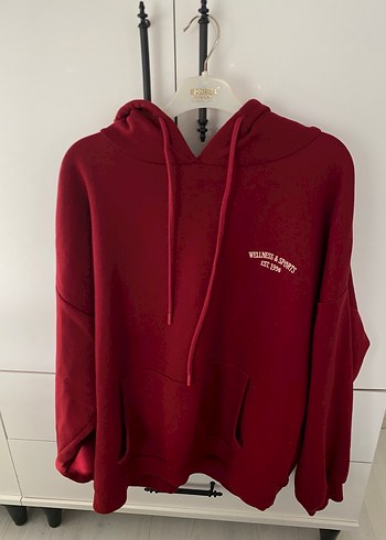 Defacto Bordo Kapüşonlu Oversize Sweatshirt