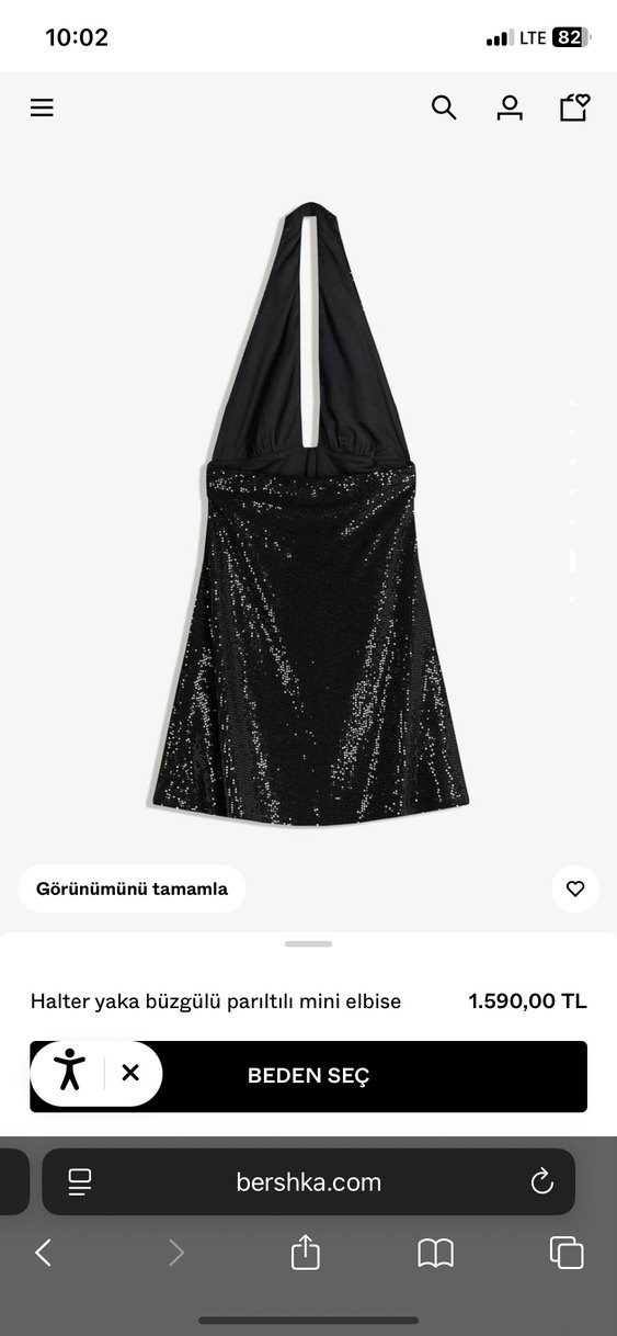 Parıltılı Halter Yaka Mini Elbise - Görsel 2