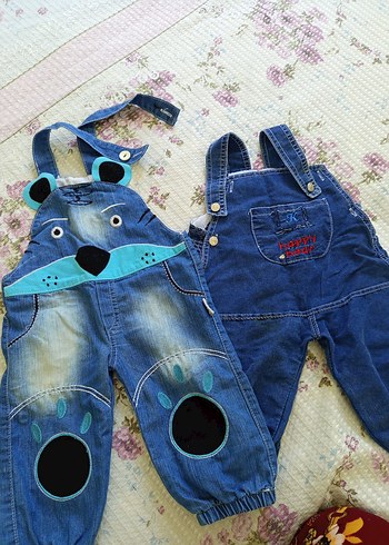 Nakışlı Mavi Denim Askılı Erkek Çocuk Tulum - Görsel 4