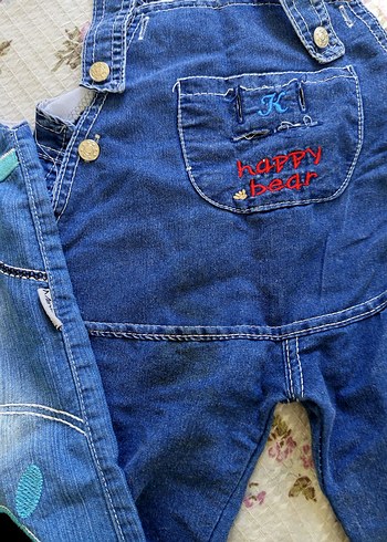 Nakışlı Mavi Denim Askılı Erkek Çocuk Tulum - Görsel 5