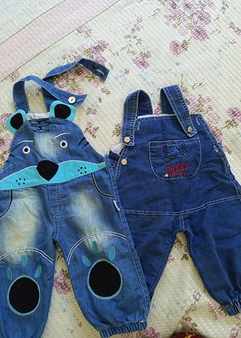 Nakışlı Mavi Denim Askılı Erkek Çocuk Tulum - Görsel 2