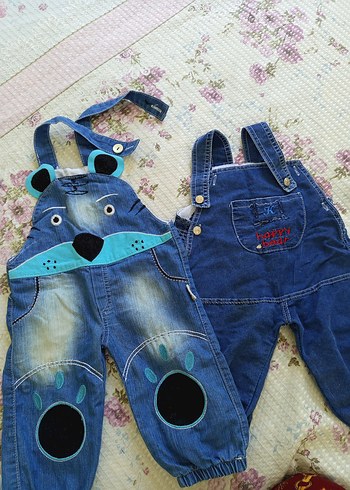 Nakışlı Mavi Denim Askılı Erkek Çocuk Tulum - Görsel 3