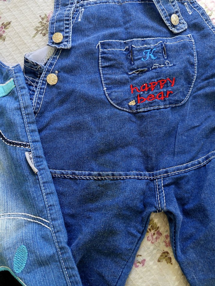 Nakışlı Mavi Denim Askılı Erkek Çocuk Tulum - Görsel 5