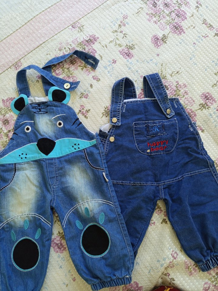 Nakışlı Mavi Denim Askılı Erkek Çocuk Tulum - Görsel 2