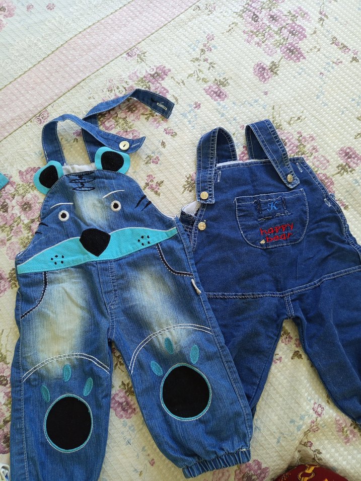 Nakışlı Mavi Denim Askılı Erkek Çocuk Tulum - Görsel 3