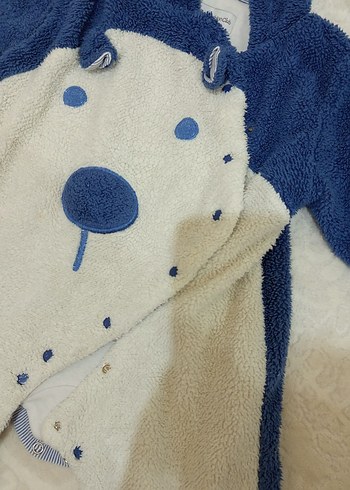 Mavi Peluş Bebek Tulumu İşlemeli Detaylı - Görsel 4