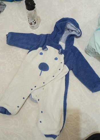 Mavi Peluş Bebek Tulumu İşlemeli Detaylı - Görsel 2