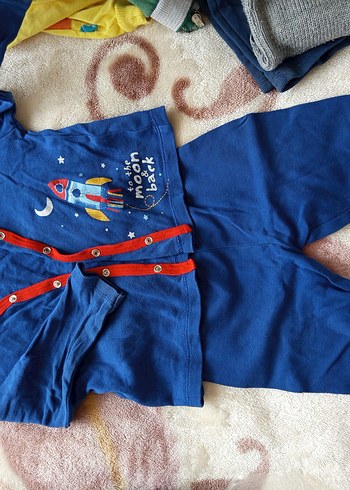 Mavi Düğmeli Bebek Erkek Takımı Nakışlı - Görsel 2