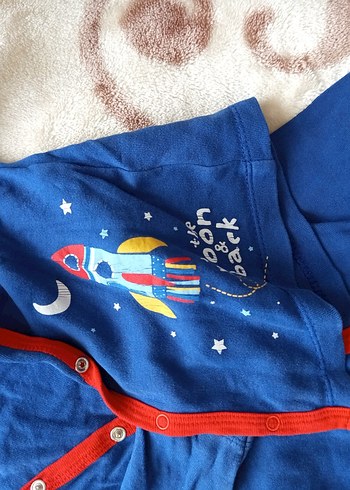 Mavi Düğmeli Bebek Erkek Takımı Nakışlı - Görsel 4