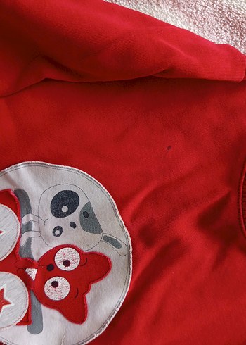 Düğmeli Kırmızı Baskılı Erkek Sweatshirt - Görsel 6