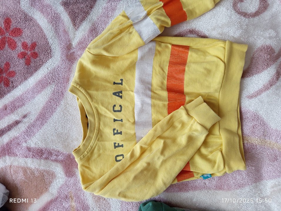 Düğmeli Kırmızı Baskılı Erkek Sweatshirt - Görsel 3