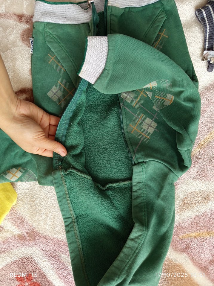 Fermuarlı Yeşil çocuk sweatshirt - Görsel 2