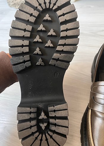 37 Beden Twist Kadın Kahverengi Deri Platform Topuklu Loafer