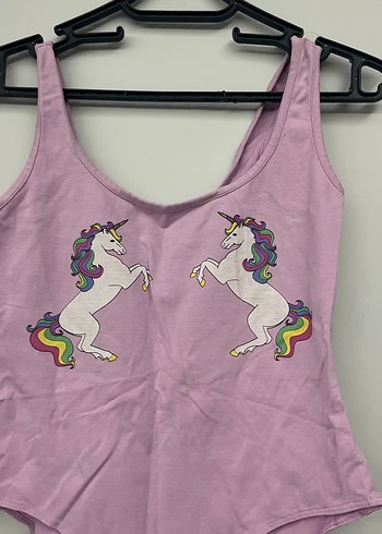 Unicorn Baskılı Mor Kadın Mayo - Görsel 2