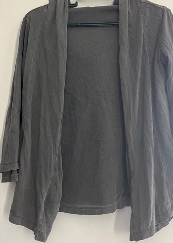 Gri Kadın Midi Keten Salaş Hırka çift taraflı - Görsel 8