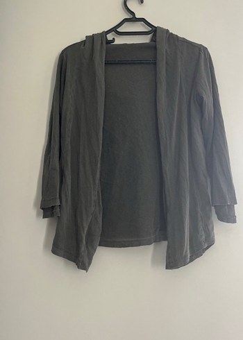 Gri Kadın Midi Keten Salaş Hırka çift taraflı - Görsel 11