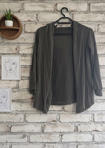 Gri Kadın Midi Keten Salaş Hırka çift taraflı - Görsel 6