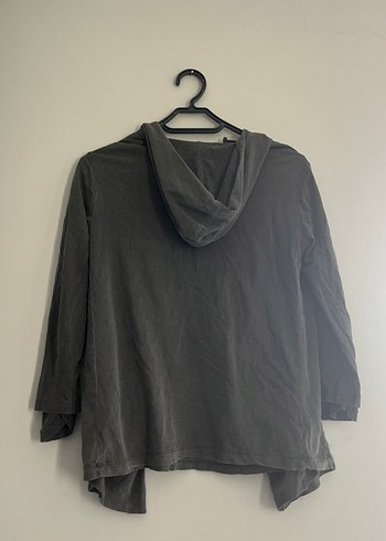 Gri Kadın Midi Keten Salaş Hırka çift taraflı - Görsel 10