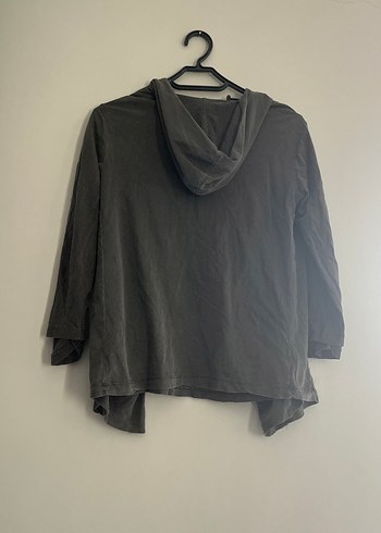 Gri Kadın Midi Keten Salaş Hırka çift taraflı - Görsel 9