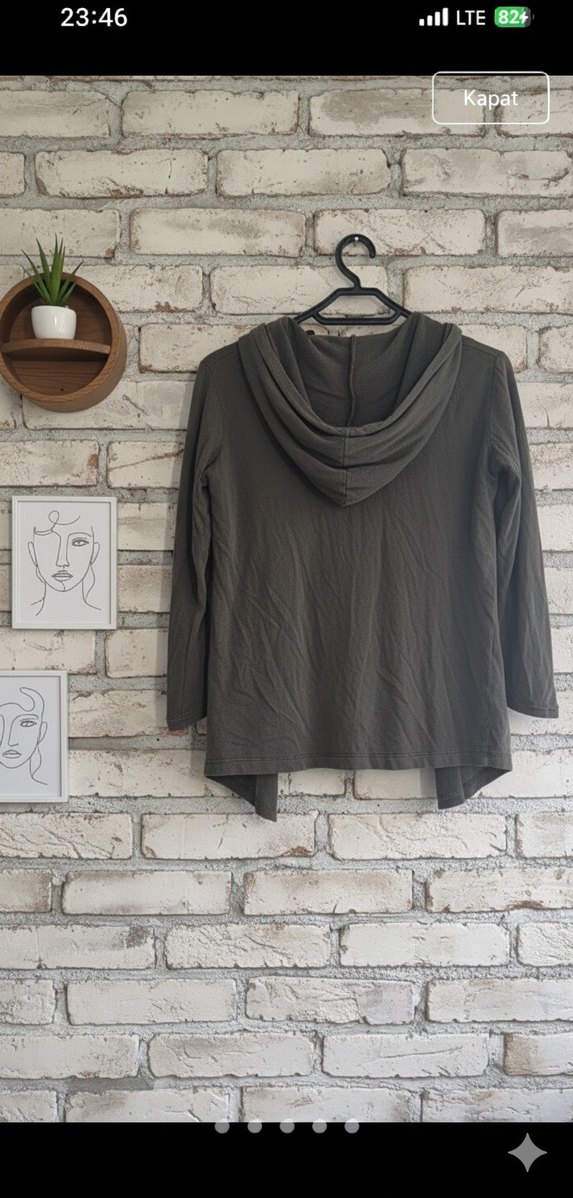 Gri Kadın Midi Keten Salaş Hırka çift taraflı - Görsel 3