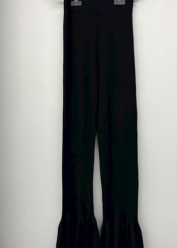 Kadın Siyah Pilili Uzun İspanyol Paça Pantolon - Görsel 3