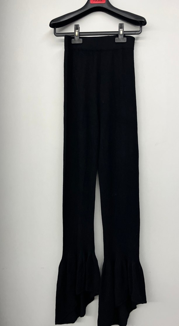 Kadın Siyah Pilili Uzun İspanyol Paça Pantolon - Görsel 3