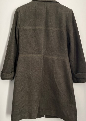 Düğmeli haki yeşil Kadın kaşe Kaban - Görsel 9