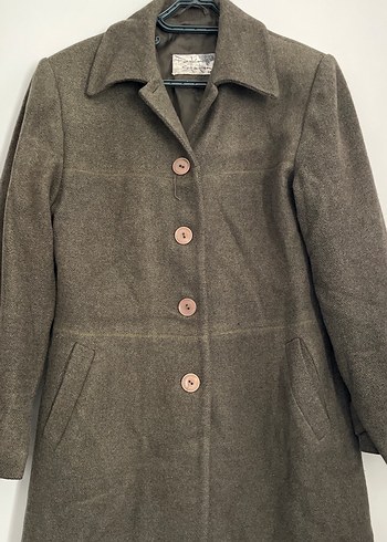 Düğmeli haki yeşil Kadın kaşe Kaban - Görsel 7