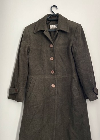 Düğmeli haki yeşil Kadın kaşe Kaban - Görsel 5