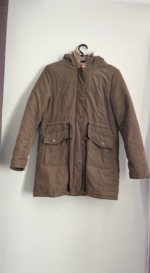 Düğmeli Kahverengi Midi Kadın Ceket - Görsel 5