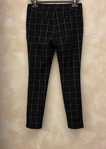 Kemerli Gri Ekose Kumaş Kadın Pantolon - Görsel 3