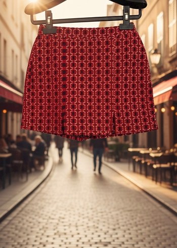 Kırmızı  Mini Etek şort - Görsel 3