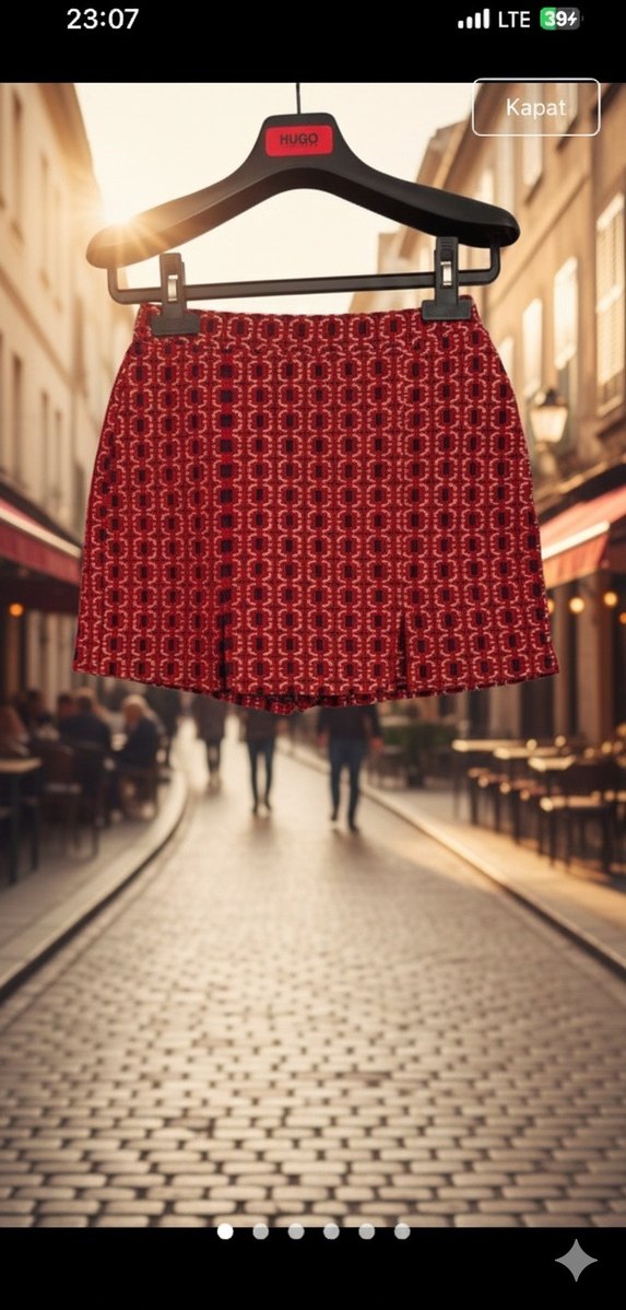 Kırmızı  Mini Etek şort - Görsel 3