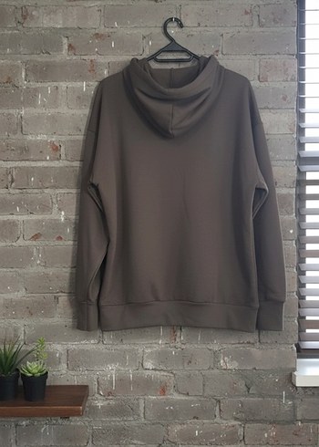 Kadın Kahverengi Kapüşonlu Fermuarlı Sweatshirt - Görsel 3