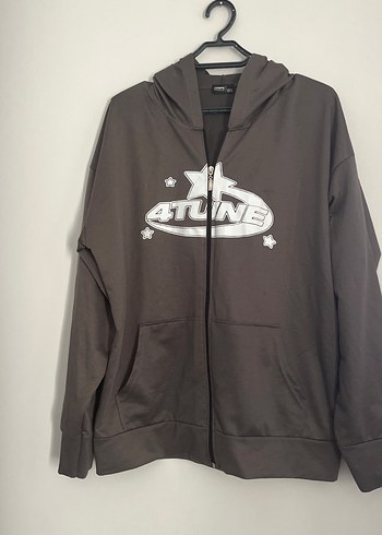 Kadın Kahverengi Kapüşonlu Fermuarlı Sweatshirt - Görsel 6