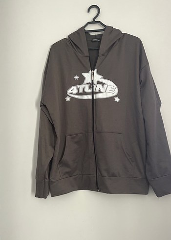 Kadın Kahverengi Kapüşonlu Fermuarlı Sweatshirt - Görsel 5