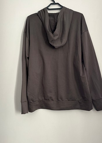 Kadın Kahverengi Kapüşonlu Fermuarlı Sweatshirt - Görsel 9