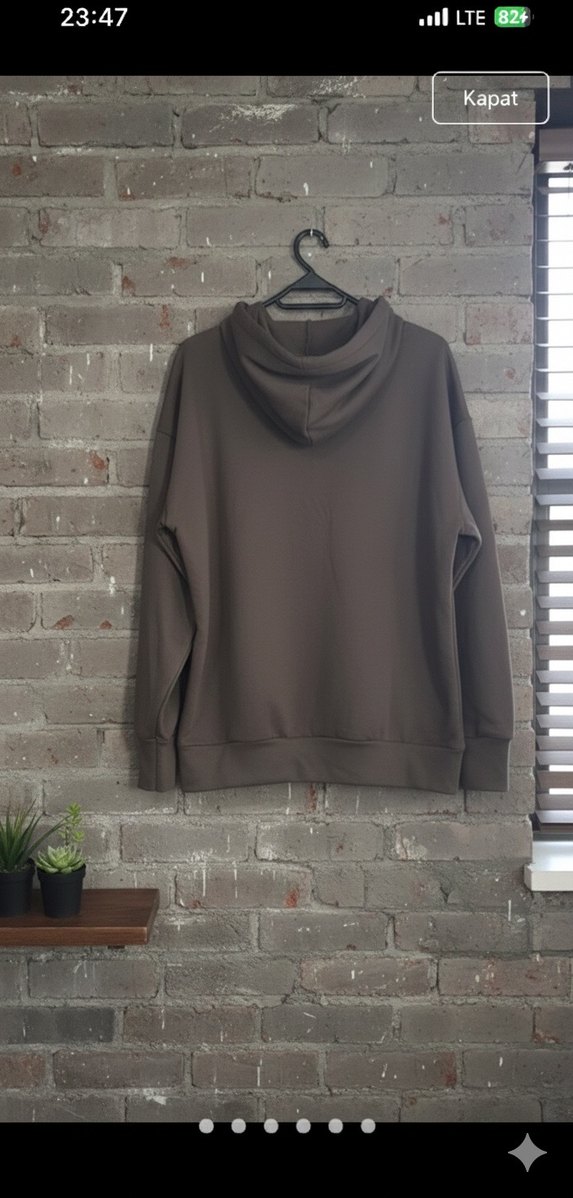 Kadın Kahverengi Kapüşonlu Fermuarlı Sweatshirt - Görsel 3