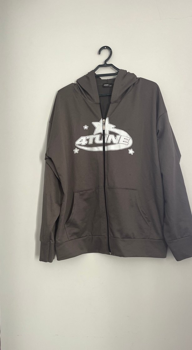 Kadın Kahverengi Kapüşonlu Fermuarlı Sweatshirt - Görsel 5